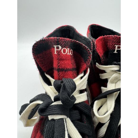 Polo Ralph Lauren Buffalo Plaid Flannel Hi Top Sneakers Pony Logo Mens 6.5 main image 8